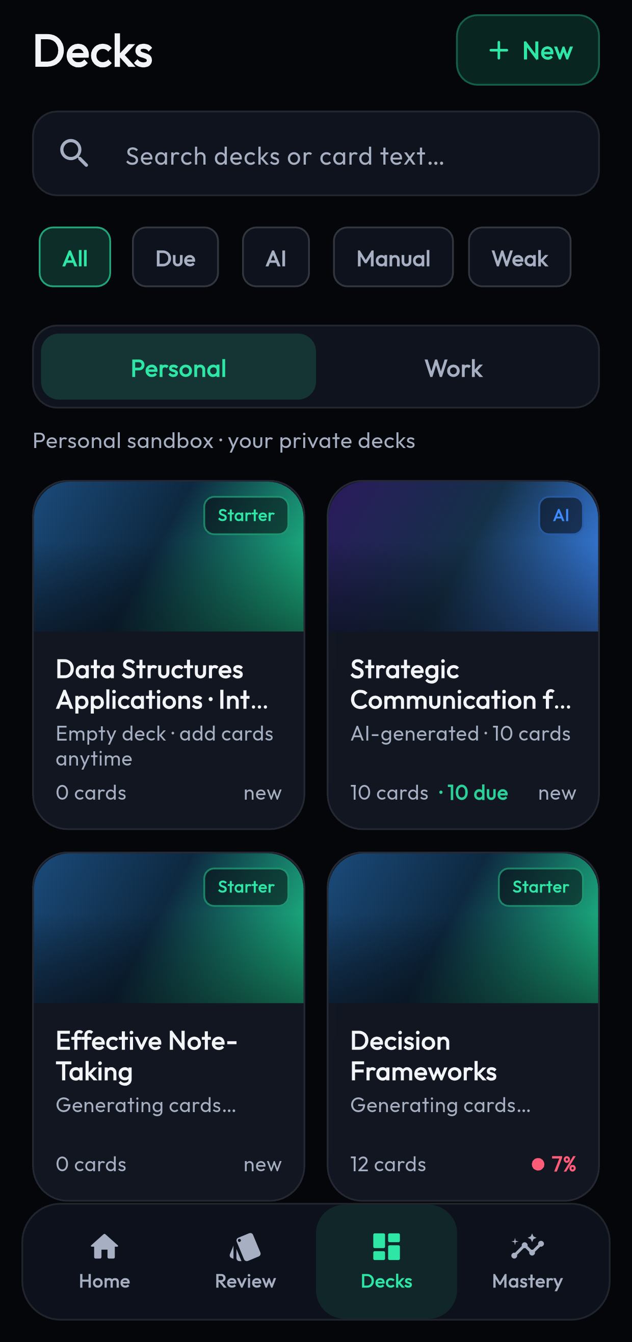 FlashThreads Decks grid